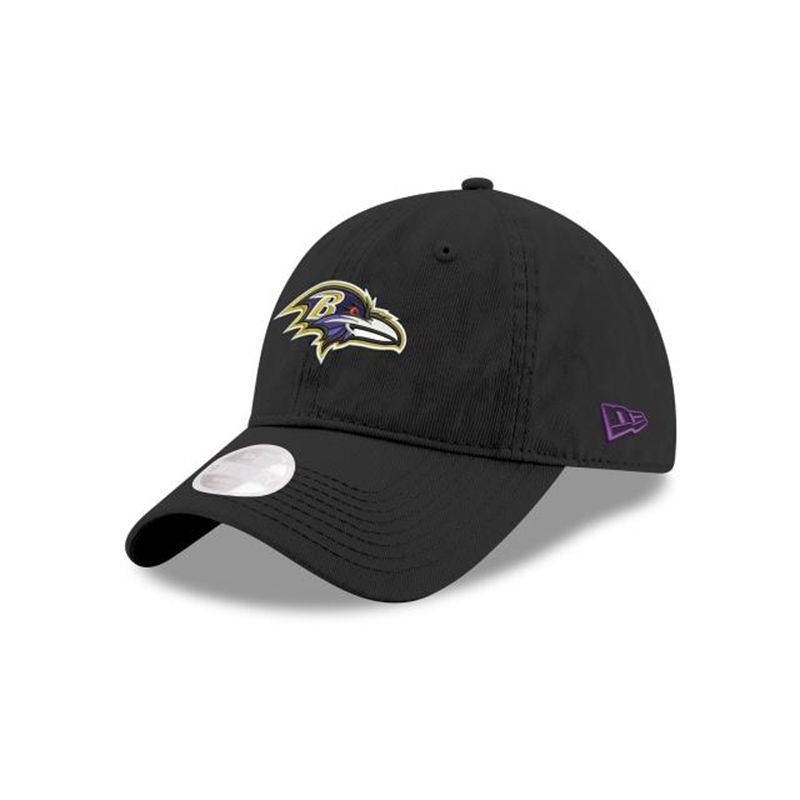 NFL Baltimore Ravens Womens Preferred Pick 9Twenty Adjustable (AQZ0511) - Black New Era Caps